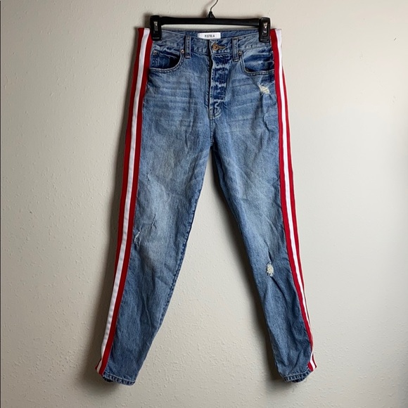 Pistola Distressed Racer Stripe Boyfriend Jeans - Picture 4 of 8